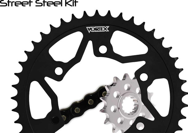 Vortex Sprocket/Chain Kit Stl/Stl 15/43T Sil Sx3 520-114L Blk Ck5132