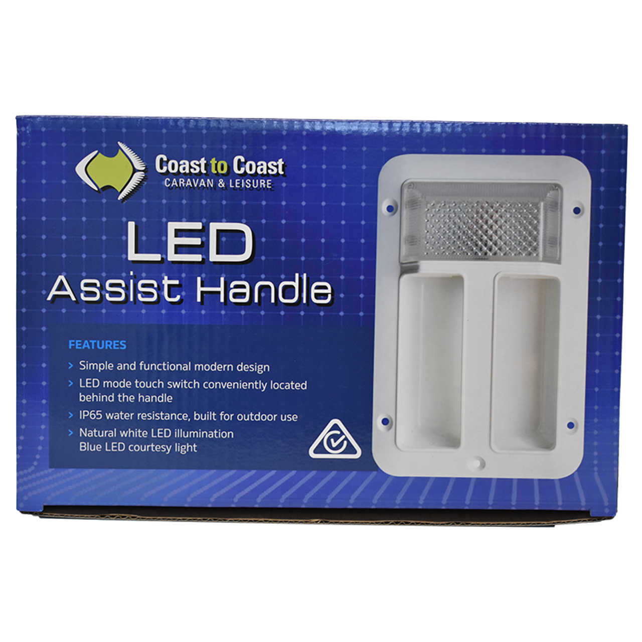 Assist Handle W/ 12V Led Light. White Abs. | 500-01064
