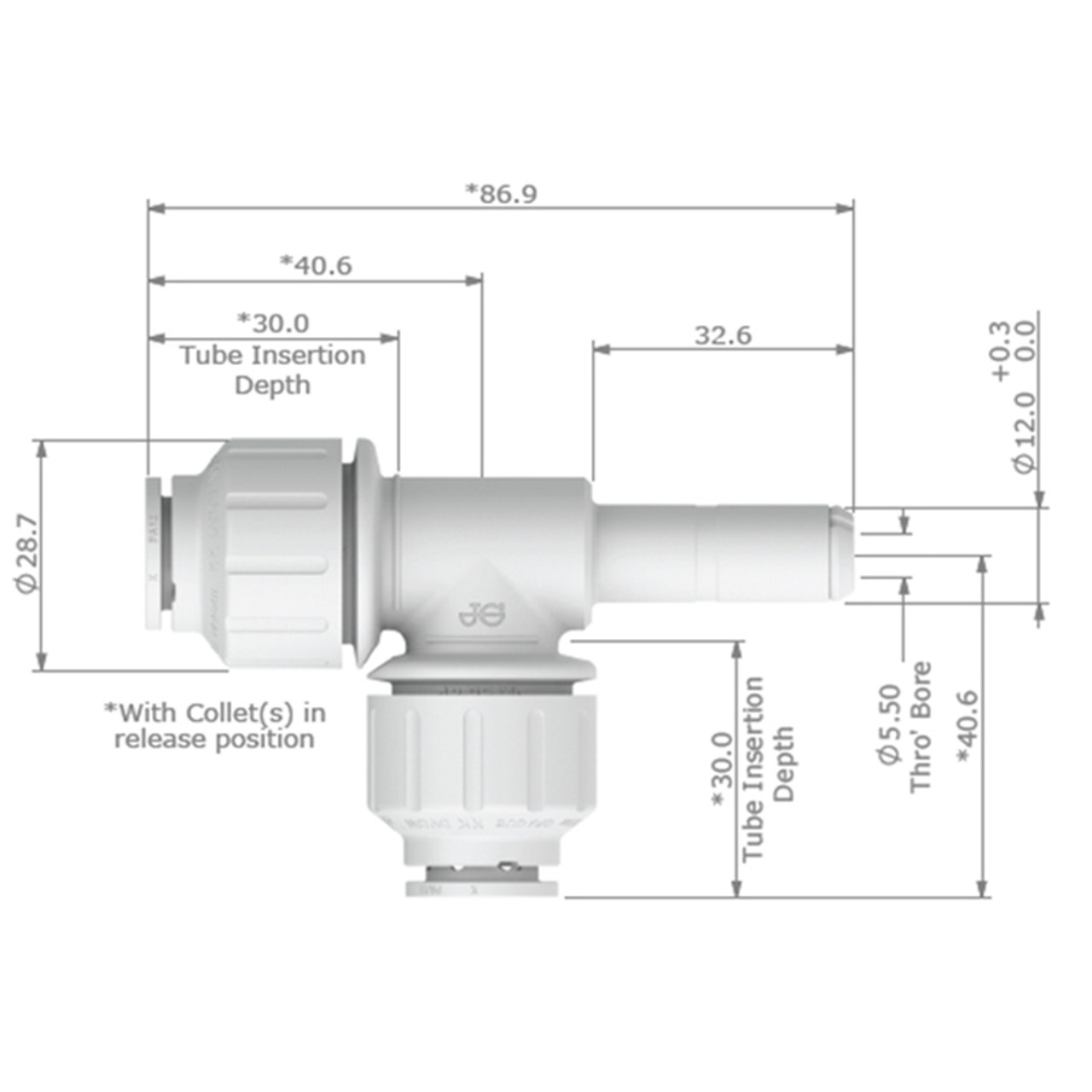 JG WateRMark Stem Tee 12mm Pem531212W | 800-02208