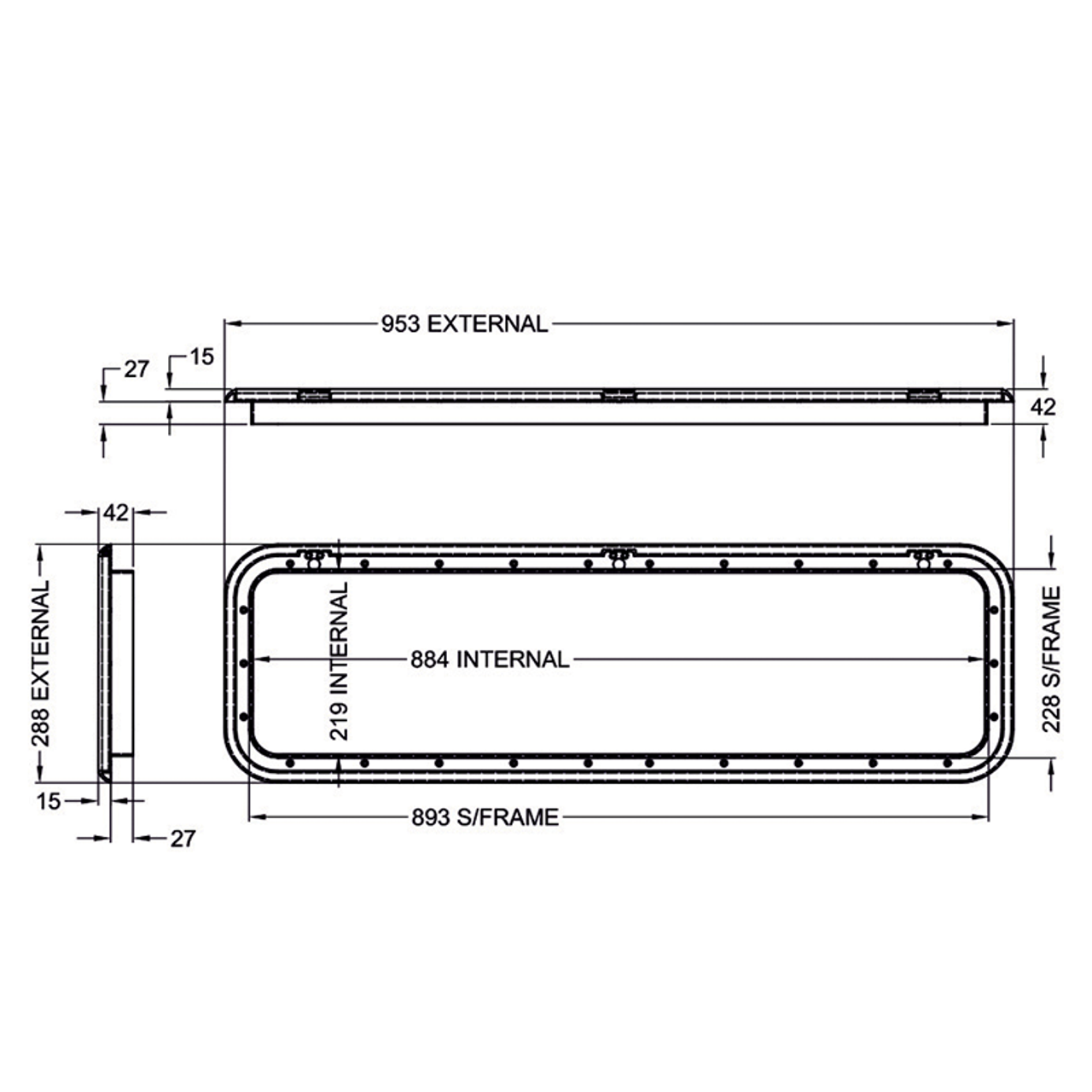 Coast Black Access Door 5 - Dimensions of door and frame | 600-00028