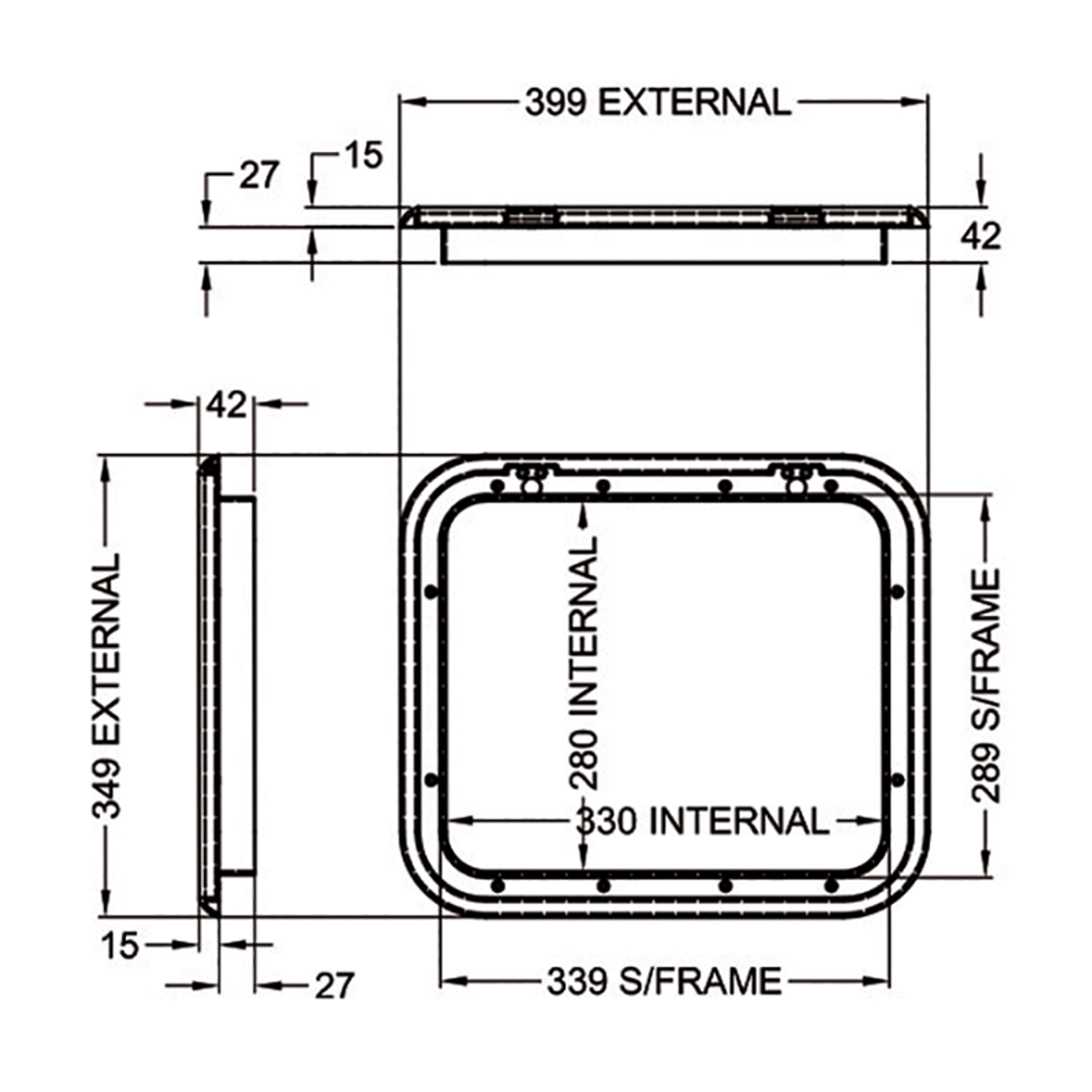 Coast Access Door 1 - Dimensions of door and frame  | 600-00001