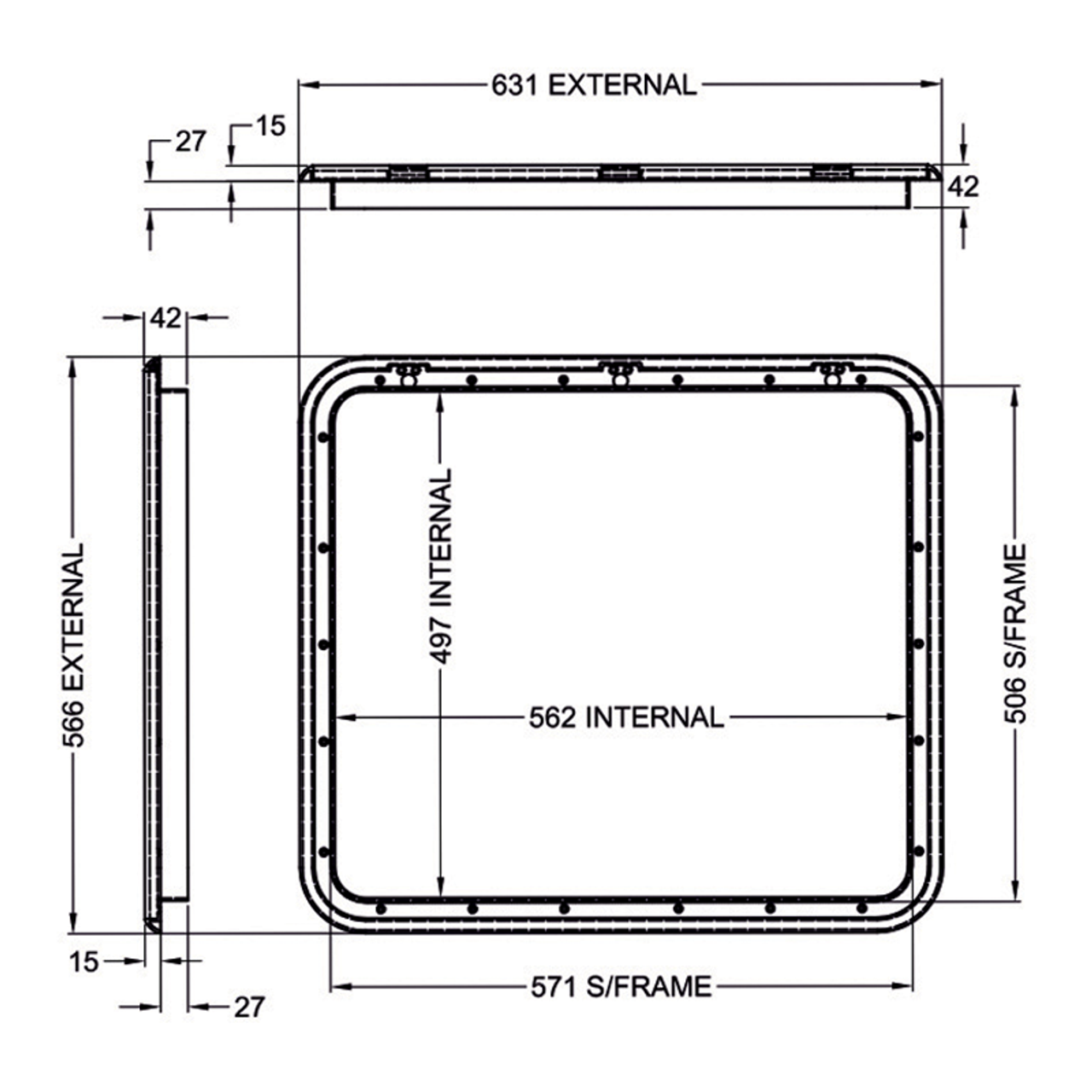 Coast Black Access Door 4 - Dimensions of door and frame | 600-00026