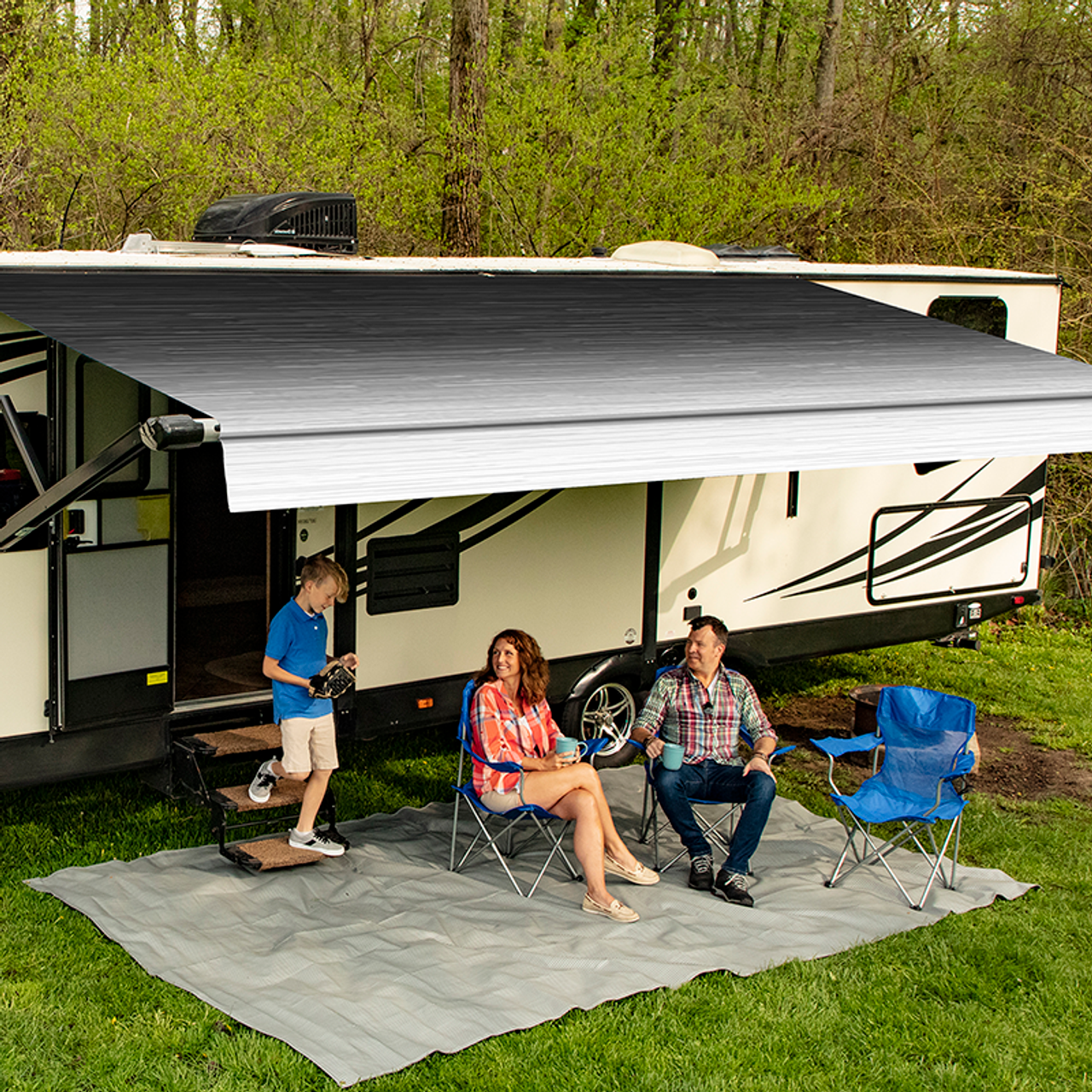 Carefree 228Inch/19Ft Black Reverse Fade Altitude Awning With Led Lightbar. Fy228006Era | 200-37390