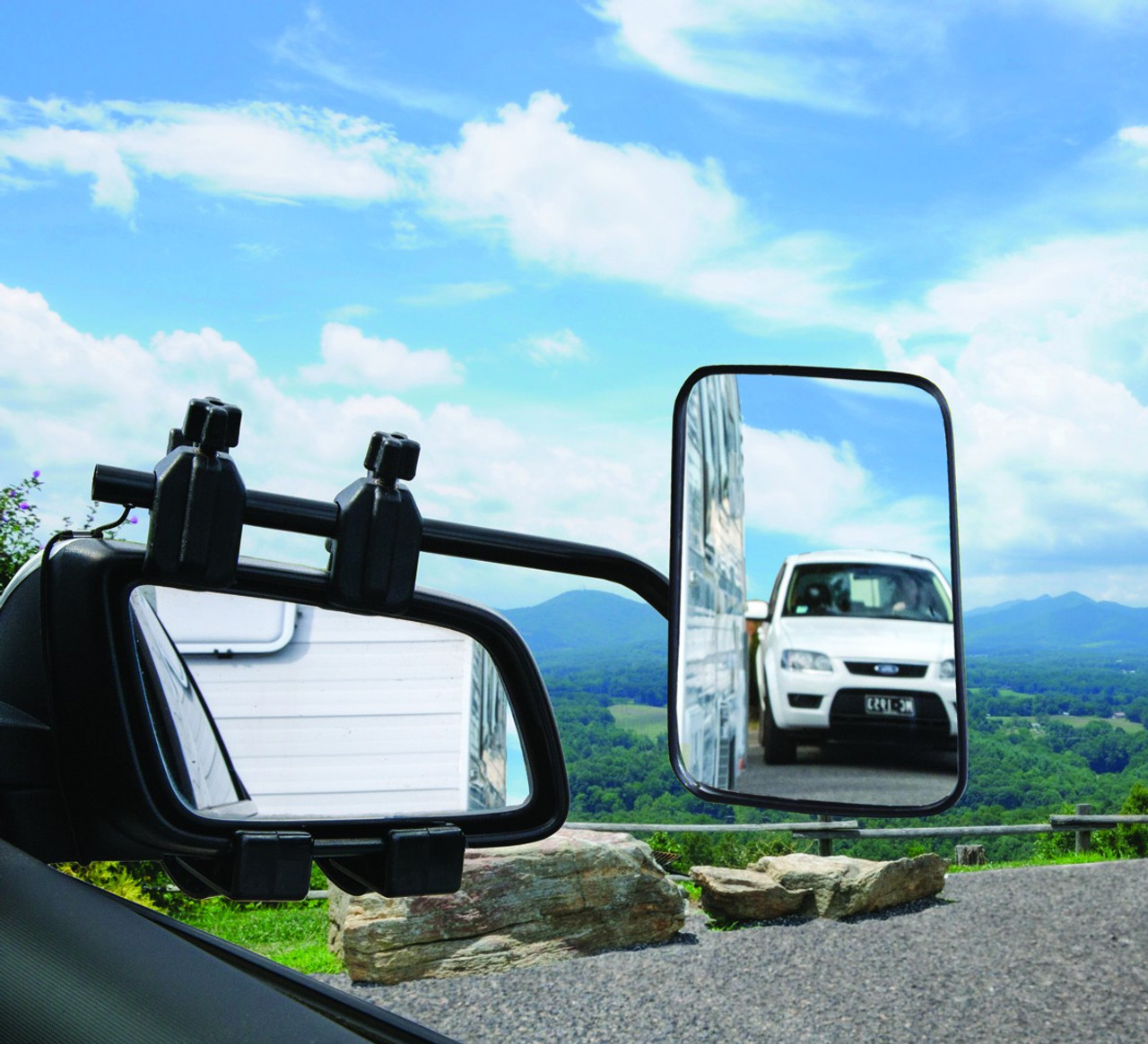 Towing Mirror Clip On  Flat Glass Camec | 40657 | Caravan Parts