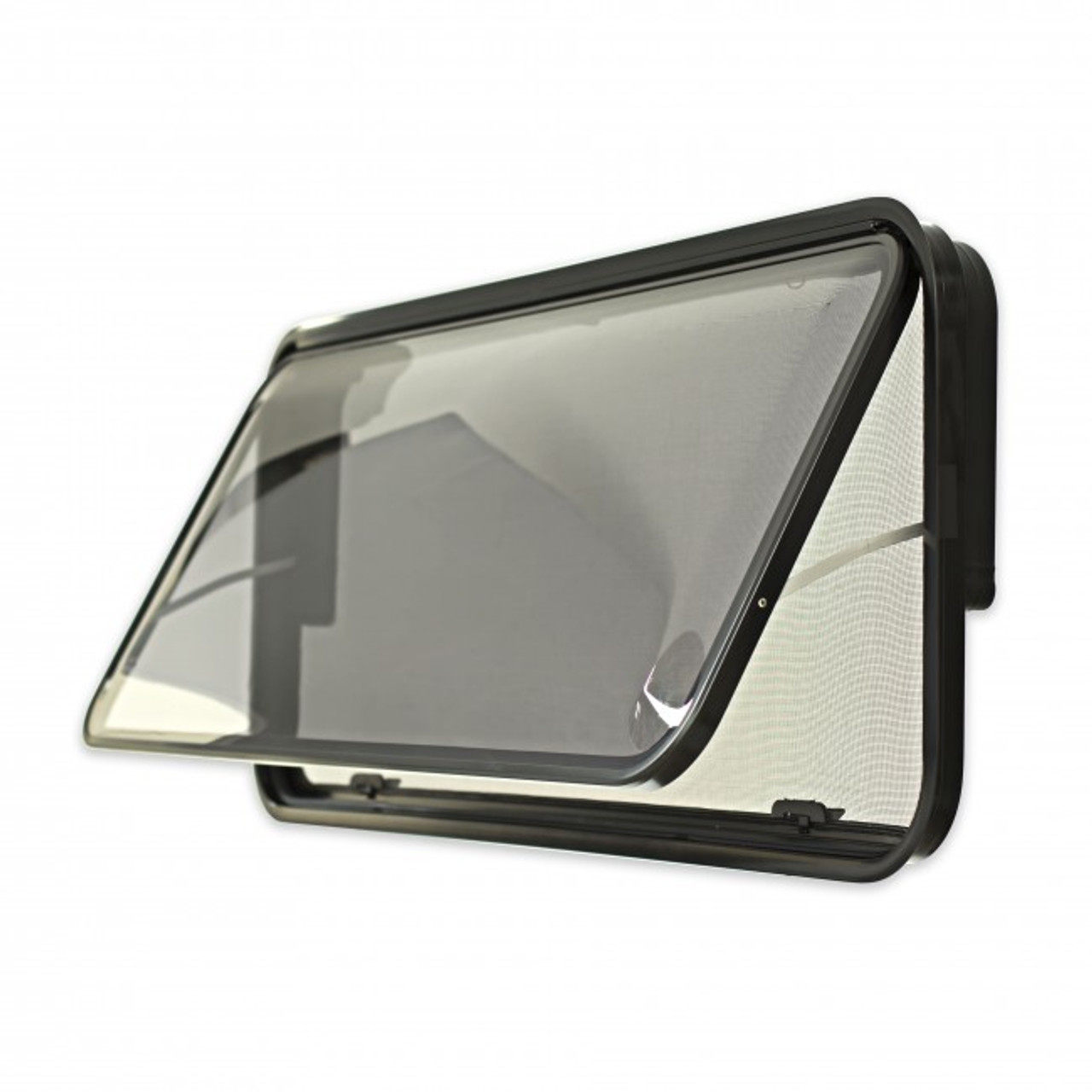 380 h x 457 w Odyssey Plus Caravan Window - Black Frame , with 29mm Clamp  Front View | 41292