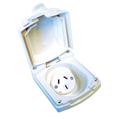 Clipsal (New) White External 10 Amp Power Outlet. V415Vfblkwe | 500-03030