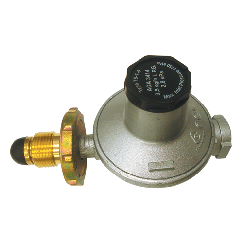 Gas Regulator 3.5Kg Lpg Single Stage to suit Gas Fridge. 6060411. | 550-00302