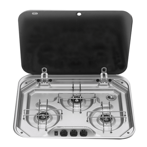 Smev 3 Burner Cooktop Flush Mt S/S C/W Glass Lid & 12V I.9102302655/Pi80230007000Au/002846 | 700-05170