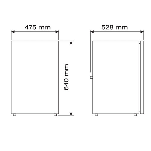 Coolmatic  fridge freezer CRX80 – (640 mm H x 475mm W x 528mm D)