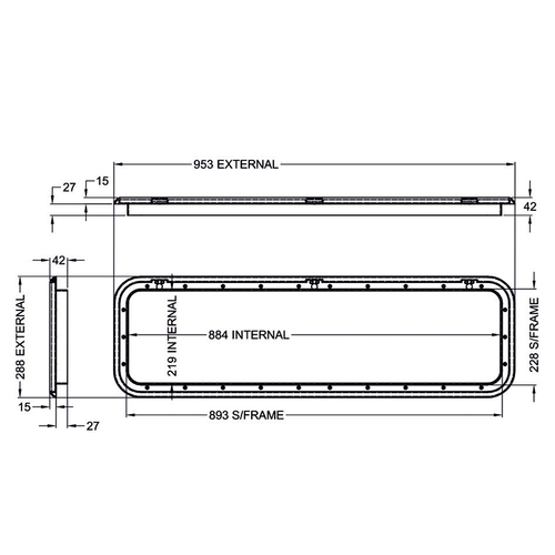 Coast Black Access Door 5 - Dimensions of door and frame | 600-00028