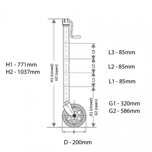 Alko 8" Premium Side Wind Jockey Wheel C/W Clamp. 628500 | 450-00618