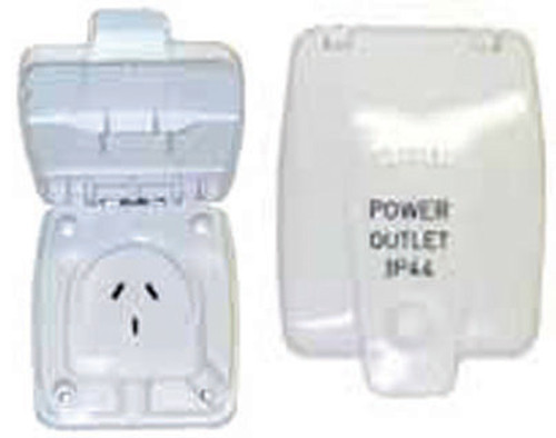 Power Outlet, 10Amp, Weatherproof Lid, Pre-2006, White Clipsal | 5196 | Caravan Parts