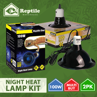 Reptile One Night Heat Lamp Kit w/ Ceramic Dome Reflector 100W (2pc)