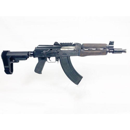 Zastava ZPAP92 AK-47 Pistol BULDGED TRUNNION 1.5MM RECEIVER - Stained Wood Handguard | 7.62x39 | 10" Chrome Lined Barrel | Booster Brake | SBA3 Arm Brace