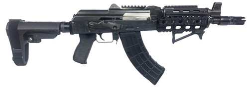 Zastava ZPAP92 AK-47 Pistol BULDGED TRUNNION 1.5MM RECEIVER - Black | 7.62x39 | 10" Chrome Lined Barrel | Quad Rail | Night Brake | Angled Foregrip | SBA3 Arm Brace