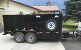 Dump trailer converted from 235/85R16 to Boar's Rancher wheel and 225/70R19.5.
