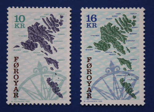 Faroe Islands (305-306) 1996 Maps singles set