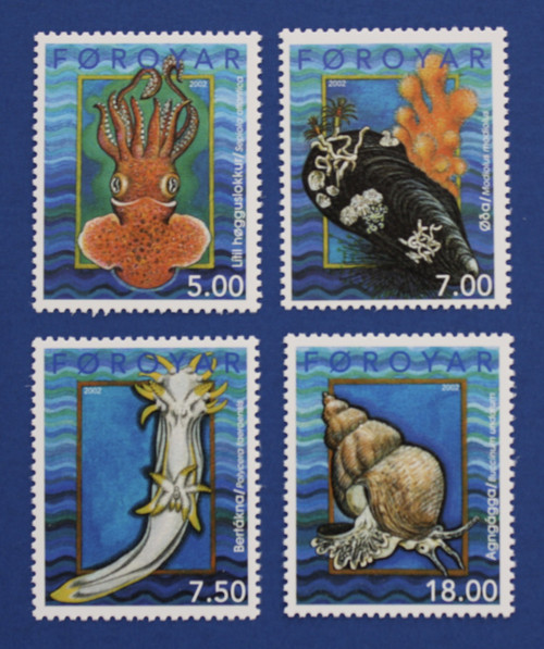 Faroe Islands (409-412) 2002 Mollusks singles set