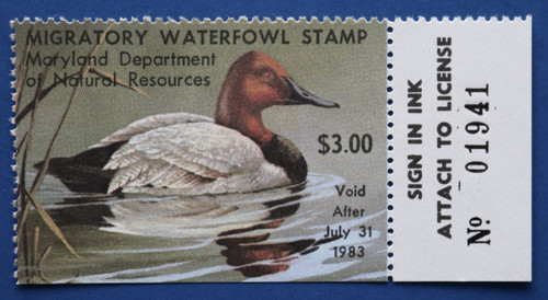 1982 Maryland Migratory Waterfowl Stamp w/right tab (MD09R)