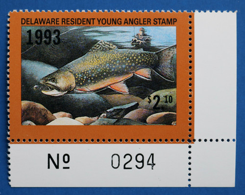 U.S. (DET69) 1993 Delaware Resident Young Angler Stamp (plate # single)