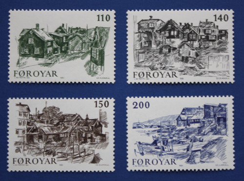 Faroe Islands (59-62) 1981 Sketches of Old Torshavn singles set