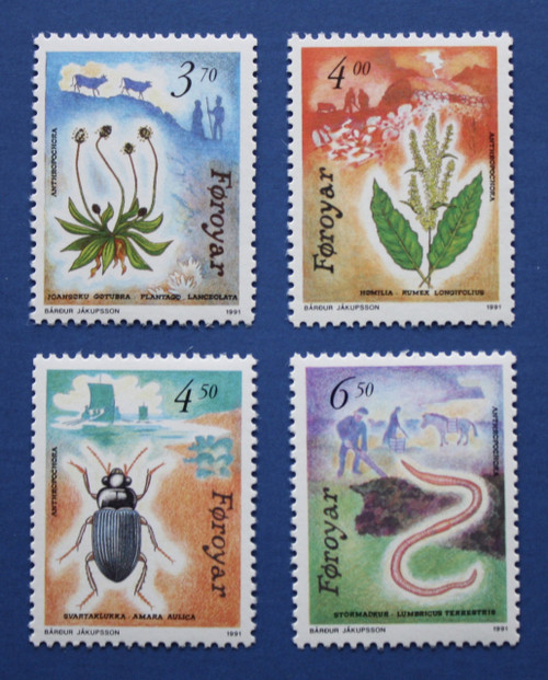 Faroe Islands (216-219) 1991 Flora & Fauna singles set
