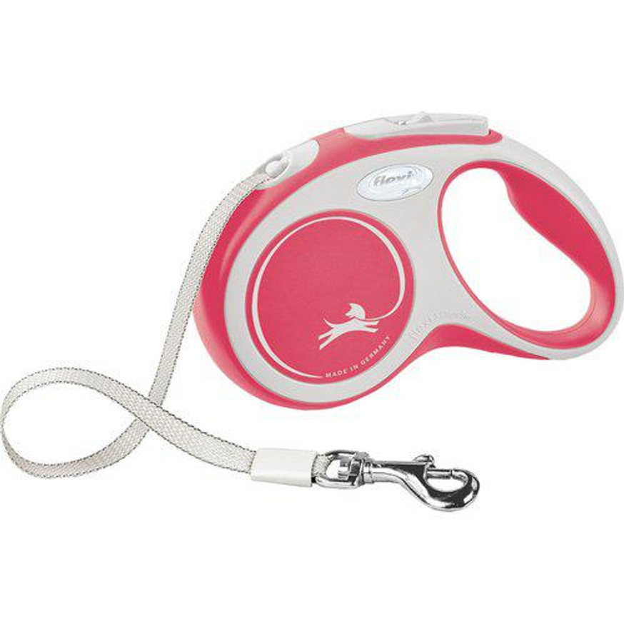 New Comfort Extending Tape Dog Lead - XS Red