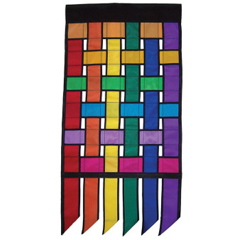 Appliqued banner, fade-resistant polyester, rainbow colors