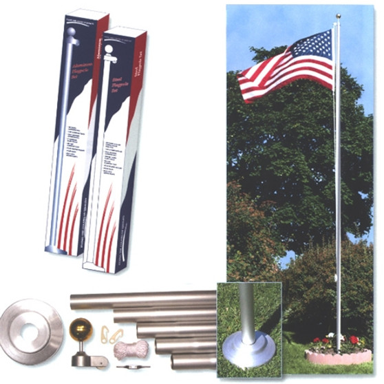 20' REGAL flagpole, sectional alum, satin, 2" diameter