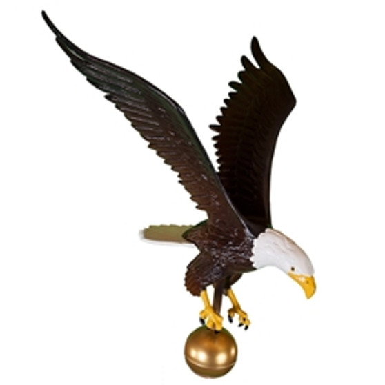 Natural eagle, 15-in wingspan on 3-in ball