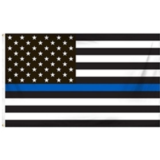 Thin Blue Line-US Flag Embroidered Stars & Sewn Stripes, 3 x 5'