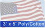 3' x 5' POLY/COTTON US Flag with printed stars & stripes