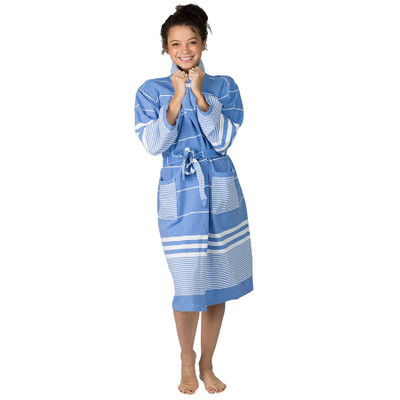 The Active Towel - Aegean Cotton Robe - Sky Blue The Active Towel - Aegean Cotton Robe - Sky Blue