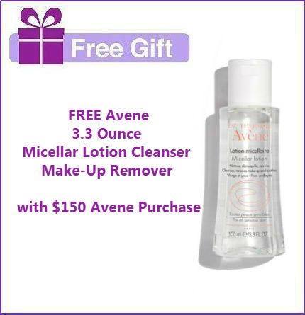 FREE Avene 3.3 Ounce Micellar Lotion Cleanser Make-Up Remover with $150 Avene Purchase FREE Avene 3.3 Ounce Micellar Lotion Cleanser Make-Up Remover