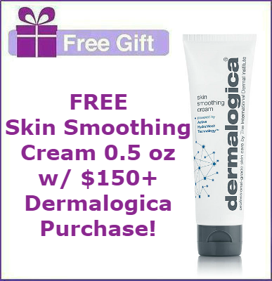 FREE Dermalogica Skin Smoothing Cream 0.5 Ounce with $150+ Dermalogica Purchase FREE Dermalogica Skin Smoothing Cream 0.5 Ounce with $150+ Dermalogica Purchase