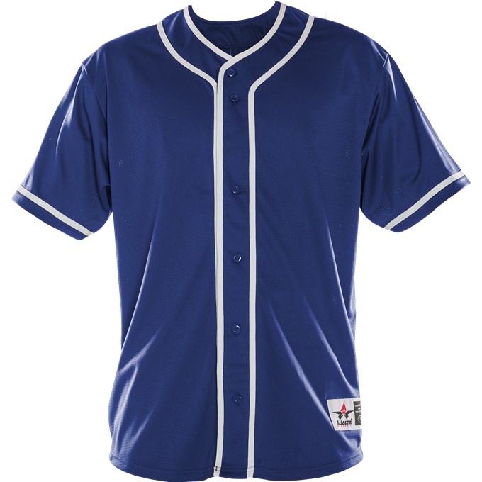 Alleson Athletic 532CJY Youth Crew Neck Baseball Jersey - Columbia blue/navy M