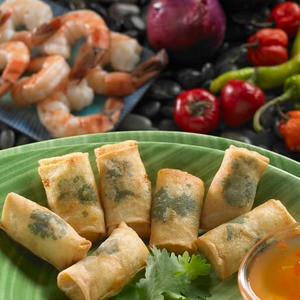 A fiery mix of succulent whole shrimp spiced with hot chilies, curry and cilantro in a spring roll wrapper.


Units/case: 100
