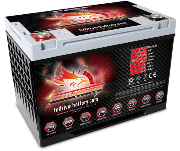 Fullriver FT825-34 65Ah 825 CCA AGM Powersports Battery