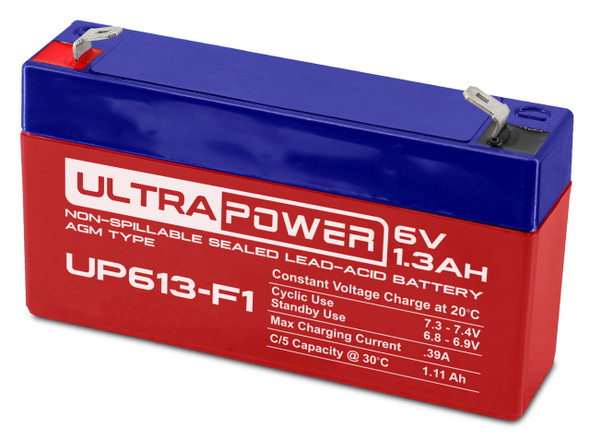 ULTRAPOWER brand 6V 1.3Ah replacement battery for GE Simon alarm systems - GE Simon XT, GE Simon 60-875, GE Simon III, GE 60-914, GE Simon, GE Wireless Simon V3, and GE Simon 600-1012.