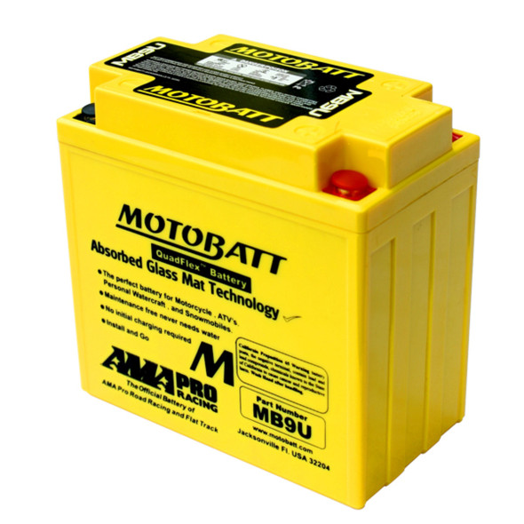 MotoBatt MB9U 11Ah 140 CCA AGM Powersports Battery replaces YB9A YB9AA YB9A2 YB9LA2 YB9B