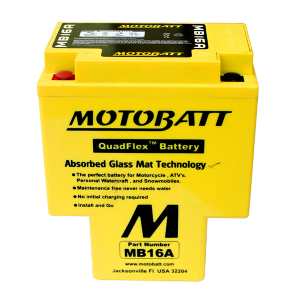 MotoBatt MB16A 19Ah 200 CCA AGM Powersports Battery replaces HYB16A-A HYB16A-AB