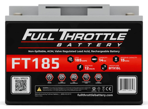 Fullriver Full Throttle FT185 14 Ah 185 CCA AGM Battery (Group BTX15L)