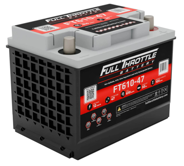 Fullriver Full Throttle FT610-47 50 Ah 610 CCA AGM Battery (Group 47)