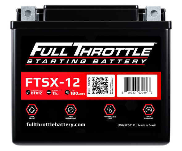 Fullriver Full Throttle FTSX-12 11 Ah 180 CCA AGM Starting Battery (Group BTX12-BS)