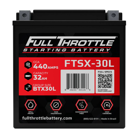 Fullriver Full Throttle FTSX-30L 32 Ah 440 CCA AGM Starting Battery (Group BTX30L-BS)