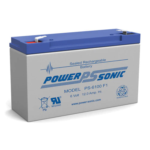 Power-Sonic PS-6100F1 6V 12Ah F1 AGM Rechargeable Battery replaces NP10-6