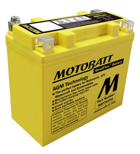 MotoBatt MBTX20U 12V 21 Ah 310 CCA Sealed Lead Acid (SLA) AGM Battery replaces YTX20 YTX20L YTX20BS YTX20LBS ETX20L CTX20LBS PS680 PTX20L-BS STX20LBS