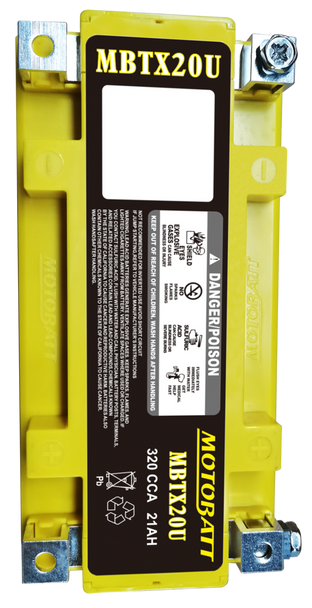 MotoBatt MBTX20U 12V 21 Ah 310 CCA Sealed Lead Acid (SLA) AGM Battery replaces YTX20 YTX20L YTX20BS YTX20LBS ETX20L CTX20LBS PS680 PTX20L-BS STX20LBS