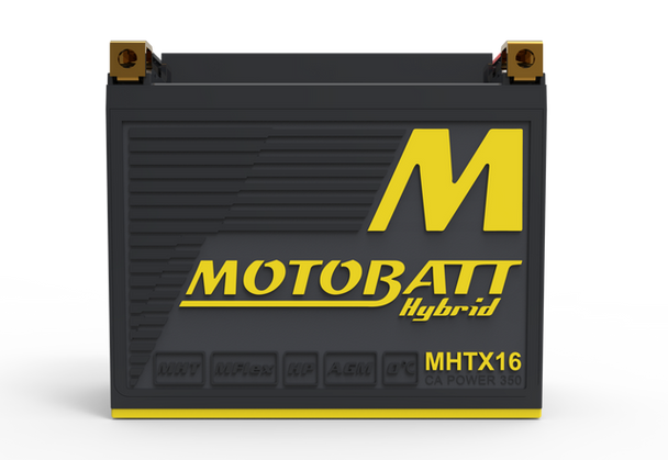 MotoBatt MHTX16 12V 16.5 Ah M6 Hybrid Lithium Battery - replaces YB12BB2 YTX12BS YTX14 YTX14L YTX14BS YTX14H YTX14HBS YTX14LBS KMX14BS GYZ16H GYZ16HL Harley Davidson Triumph Honda TRX500