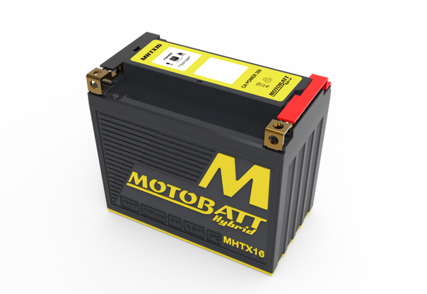 MotoBatt MHTX16 12V 16.5 Ah M6 Hybrid Lithium Battery - replaces YB12BB2 YTX12BS YTX14 YTX14L YTX14BS YTX14H YTX14HBS YTX14LBS KMX14BS GYZ16H GYZ16HL Harley Davidson Triumph Honda TRX500